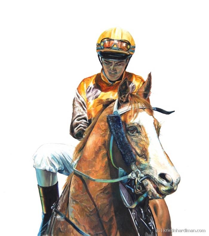 Winner take All- horse racing equine art portraits - Kristin Hardiman